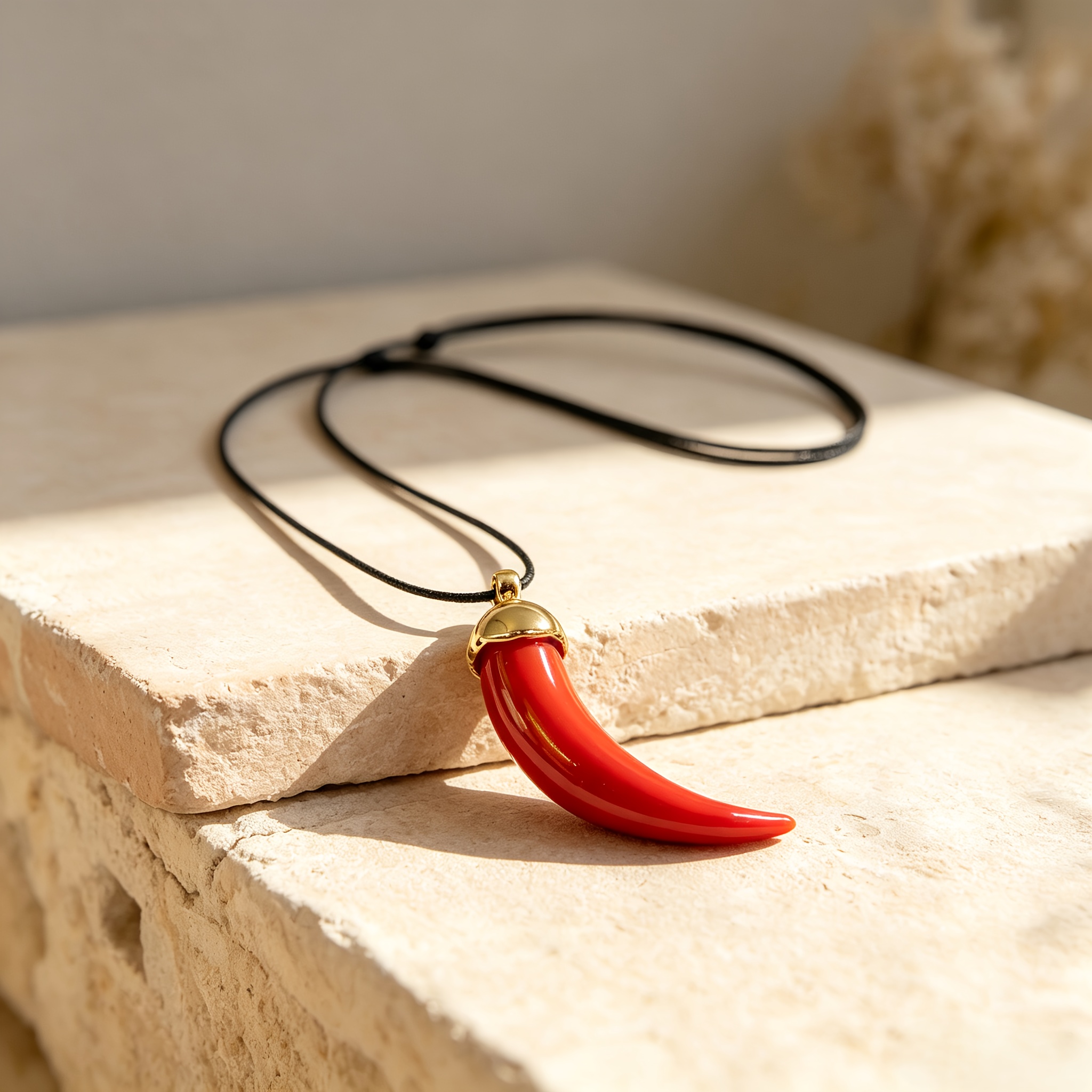 Adjustable Long Black Cord Red Chili Pepper Necklace